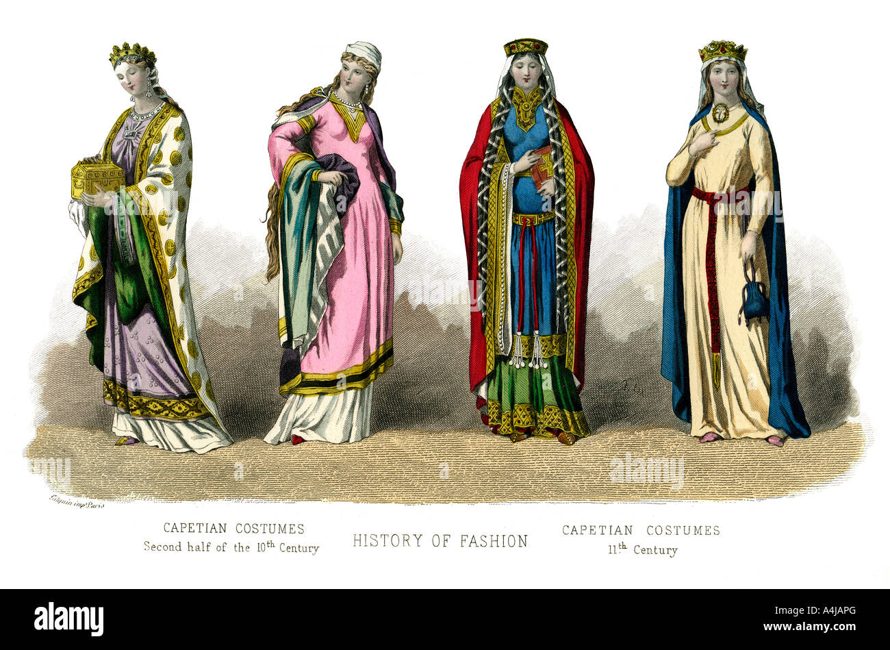 Französische kostüm: Kapetinger, 10th-11th Century, (1882). Artist: Unbekannt Stockfoto