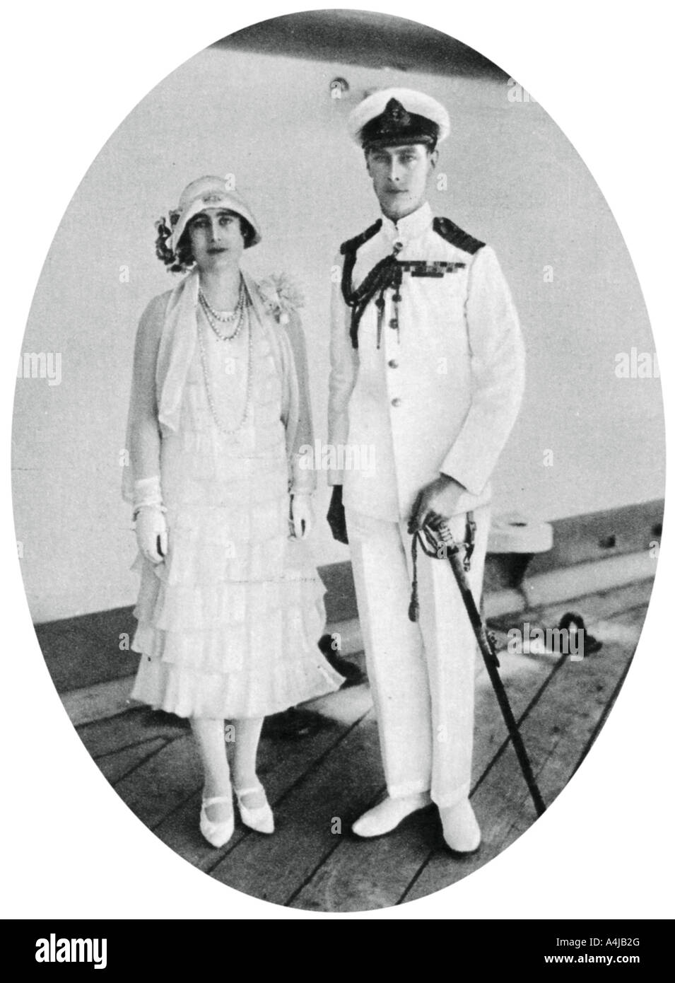 Der Herzog und die Herzogin von York an Bord der HMS 'Ruhm', Malta, 1927, (1937). Artist: Unbekannt Stockfoto