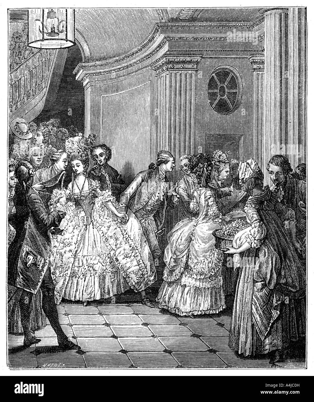 Verlassen der Oper, (1885). Artist: Moreau Stockfoto