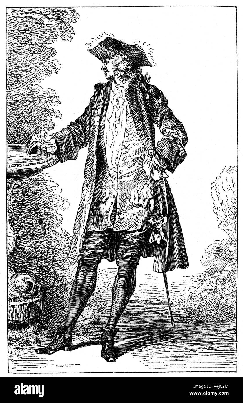 Der Mensch im 18. Jahrhundert französische Kostüm, (1885). Artist: Jean-Antoine Watteau Stockfoto