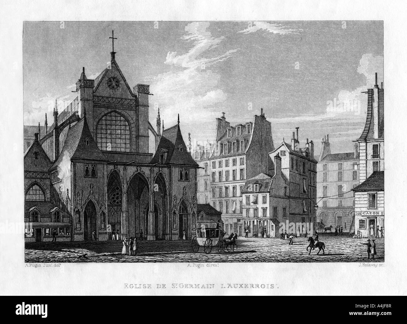 Die Kirche von St. Germain l'Auxerrois, Paris, Frankreich, c 1830. Artist: J Redway Stockfoto
