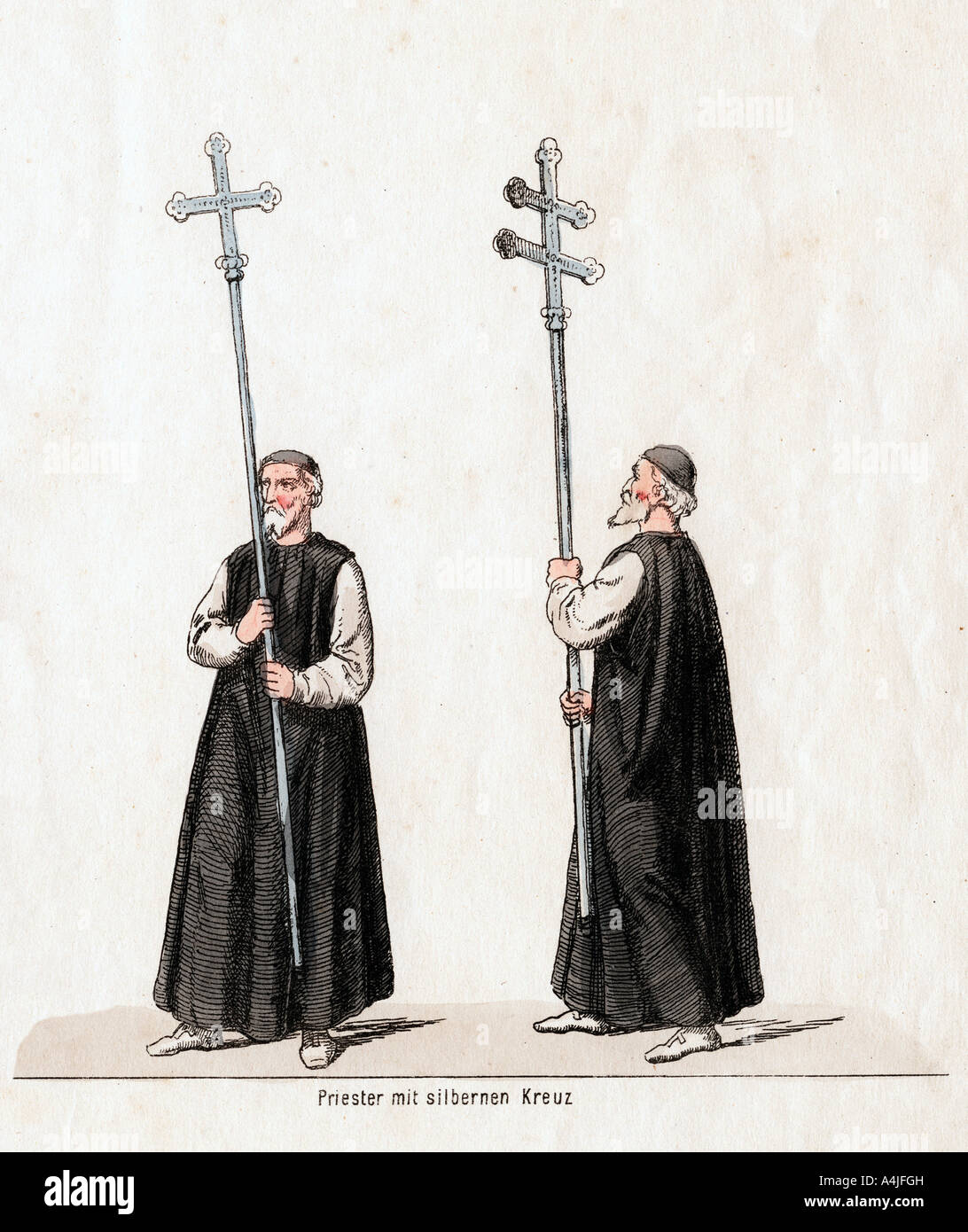 Priester mit silbernen Kreuz, Kostüme für Shakespeares, Henry VIII, 19. Artist: Unbekannt Stockfoto