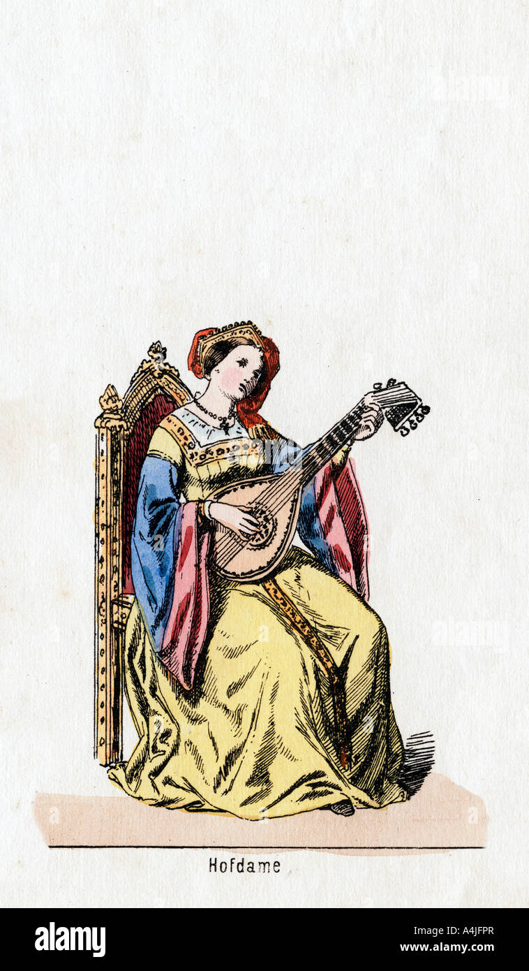 Hofdame, Kostüme für Shakespeares, Henry VIII, 19. Artist: Unbekannt Stockfoto