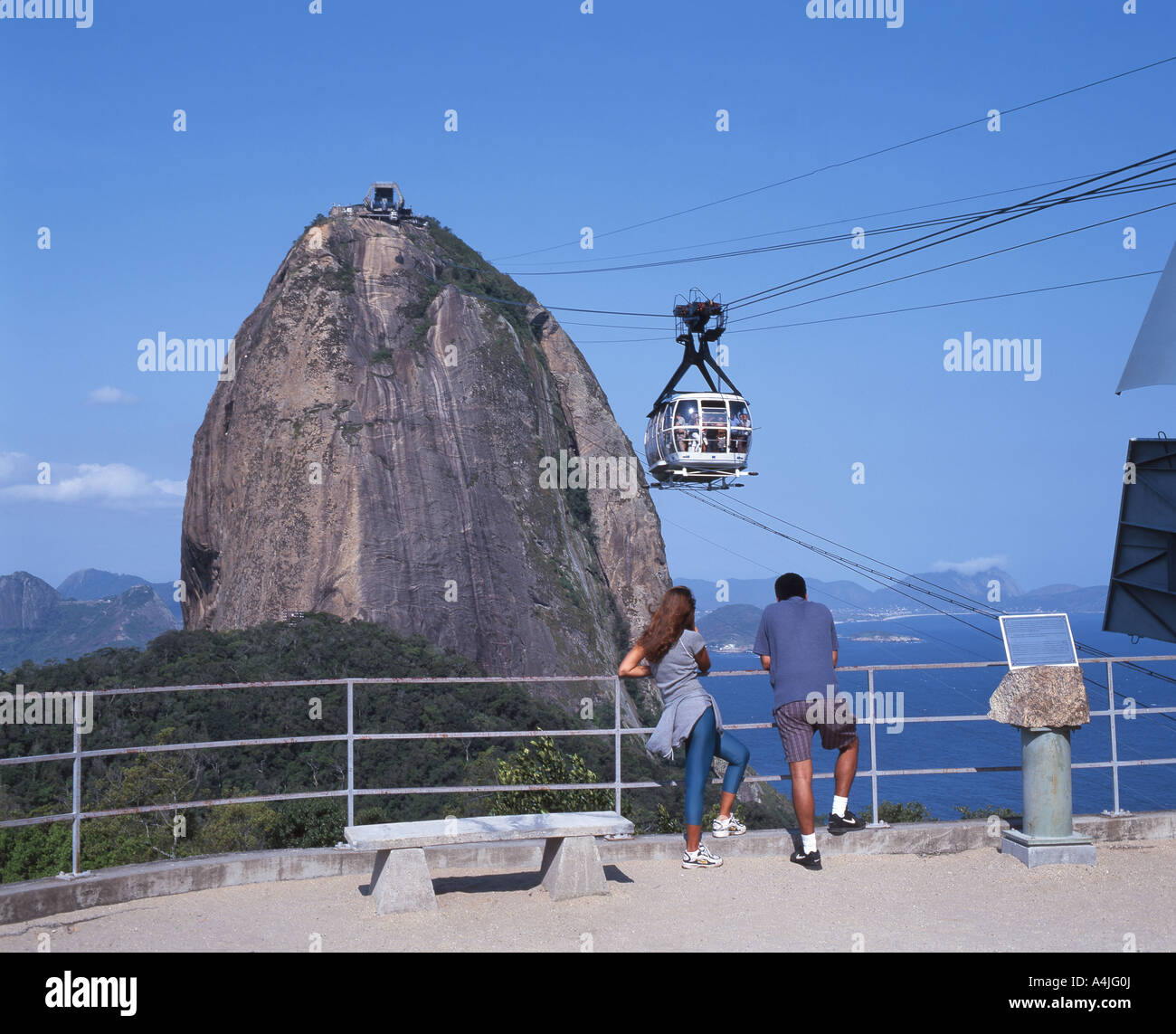 Zuckerhut (Pao d'Acucar) zeigen, Seilbahn, Rio De Janeiro, Brasilien Stockfoto
