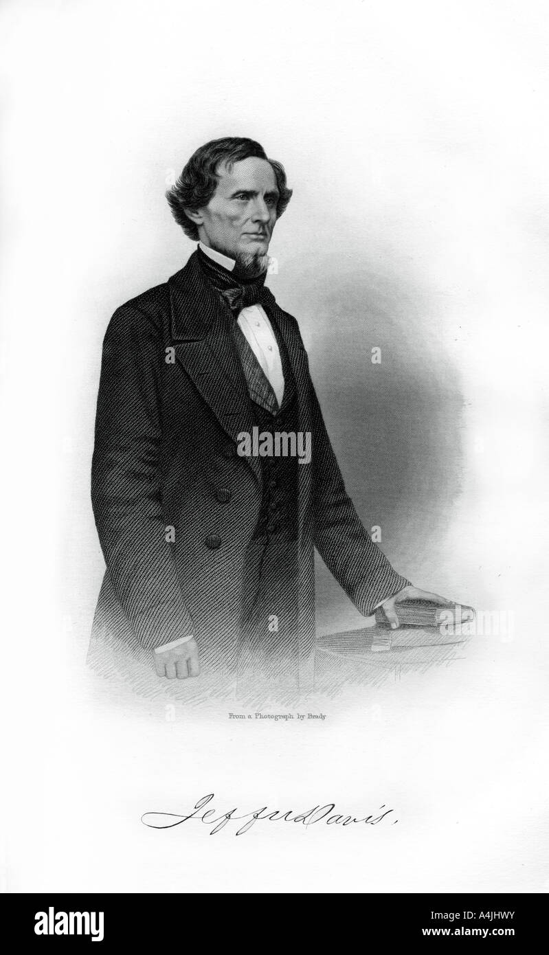 Jefferson Davis, Staatsmann und Fürsprecher für die amerikanische Sklaverei, 1862-1867. Artist: Unbekannt Stockfoto