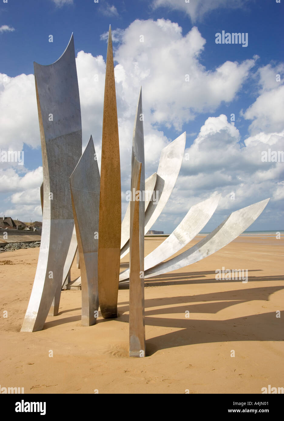 Les Braves D Tag 2. Weltkrieg Skulptur am Omaha Beach, Normandie, Frankreich, Europa Stockfoto
