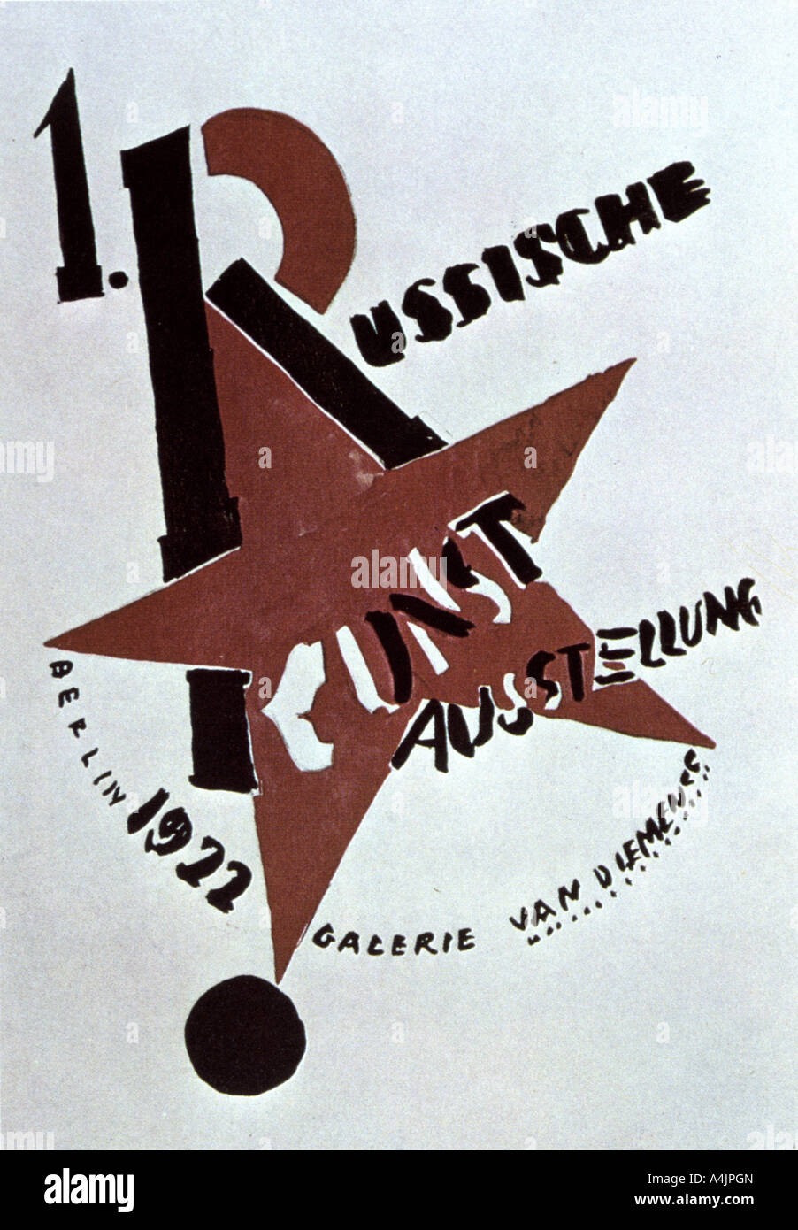 Cover Design für den Katalog der Ausstellung der russischen Kunst, Berlin, 1922. Artist: Lazar Markovich Lissitzky Stockfoto