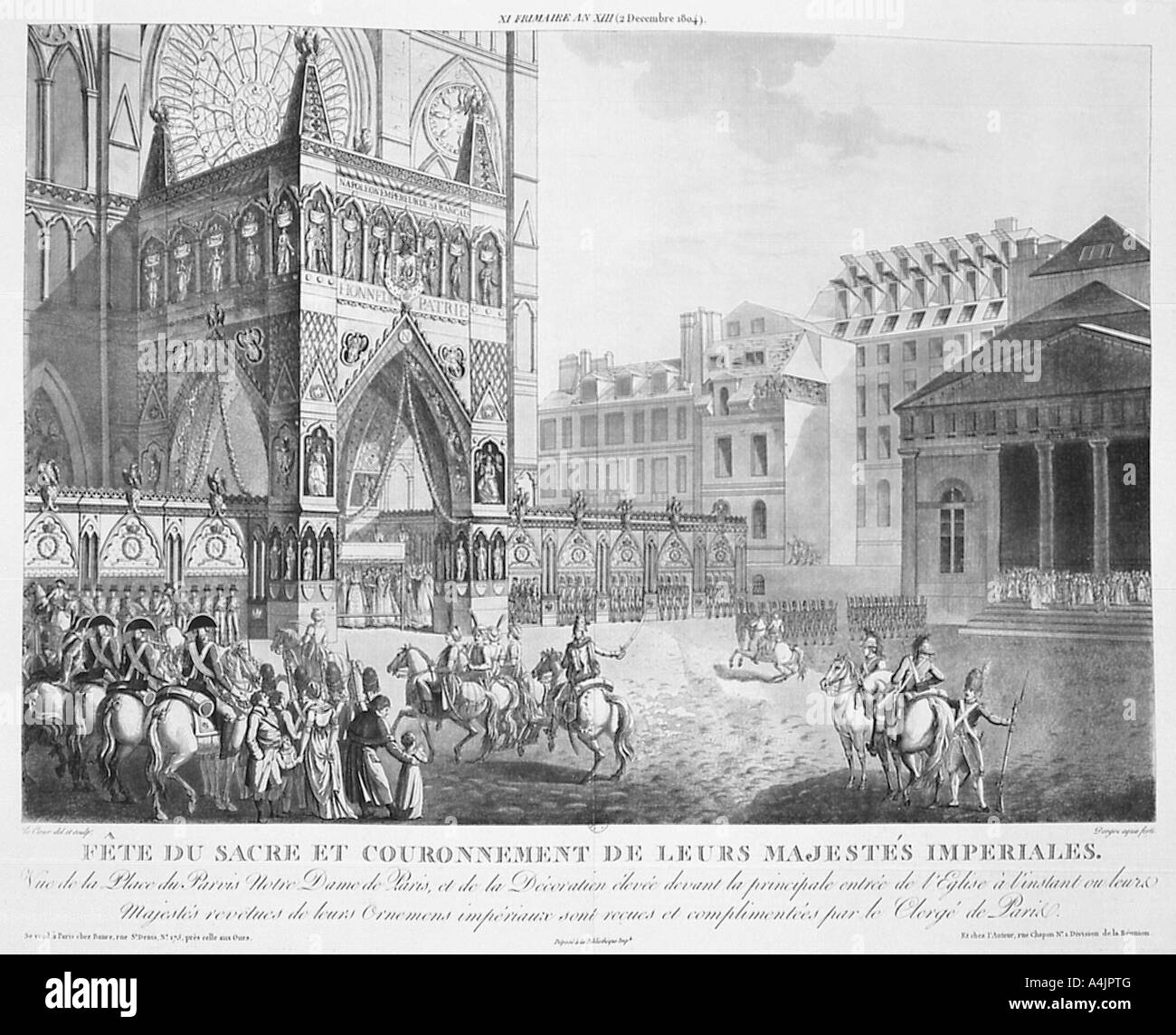 "Ankunft am Notre Dame', 2 Dezember, 1804 19. Artist: Unbekannt Stockfoto