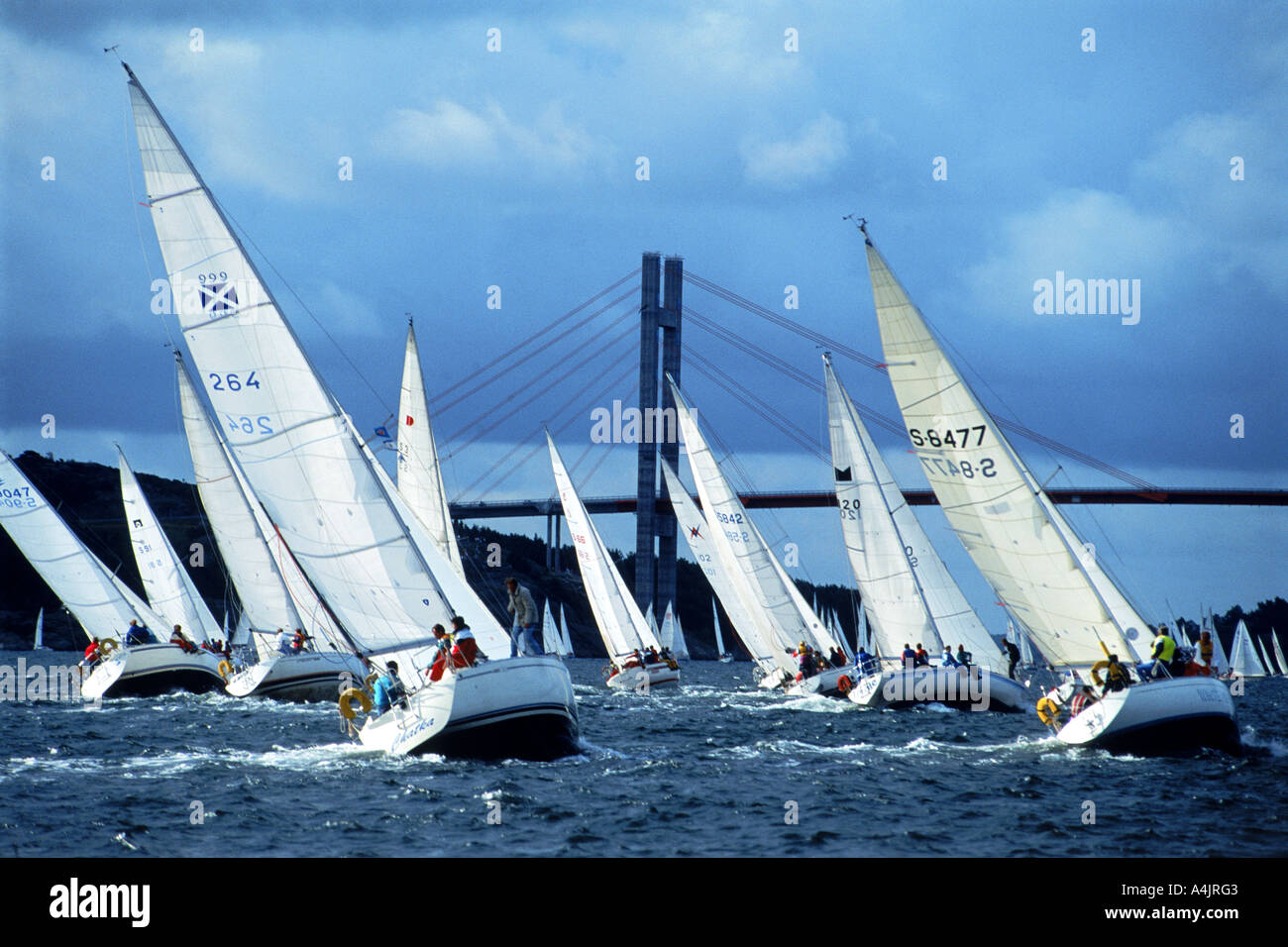 Rasse, genannt "einmal um Tjorn" Westküste von Schweden Segeln Stockfoto