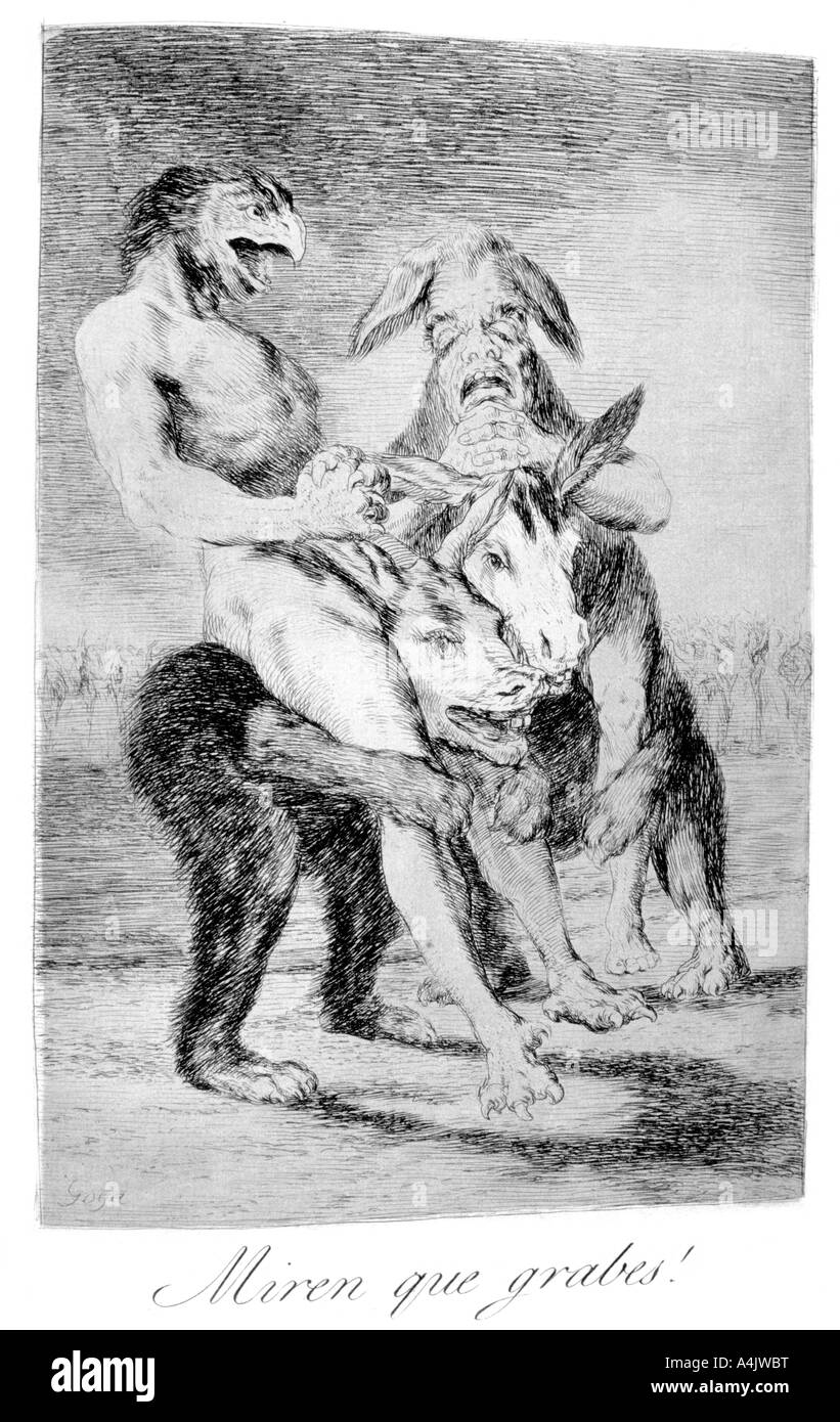 "Schauen Sie, wie ernst Sie sind!', 1799. Künstler: Francisco Goya Stockfoto