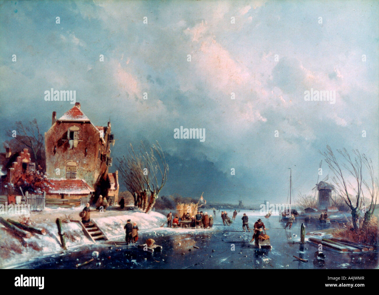Frozen River', 1787-1870. Artist: Andreas Schelfhout Stockfoto