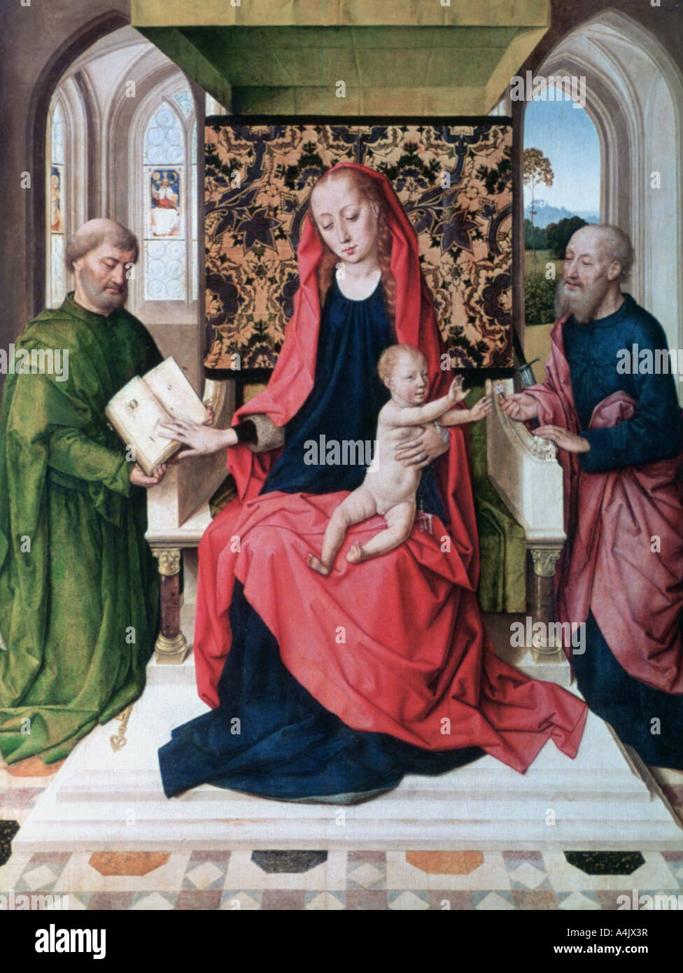 "Die Jungfrau mit Kind und Heiligen", 1460. Artist: Dieric Bouts Stockfoto