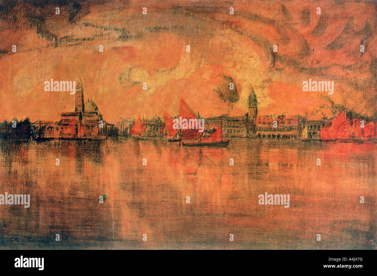 'Ansicht von Venedig aus dem Meer', c 1896. Künstler: Charles Cottet Stockfoto