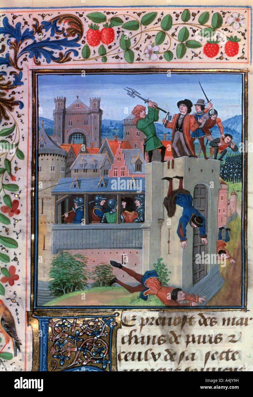 Die Ermordung von Etienne Marcel, 1358, (Mitte des 15. Jahrhunderts). Artist: Loyset Liedet Stockfoto