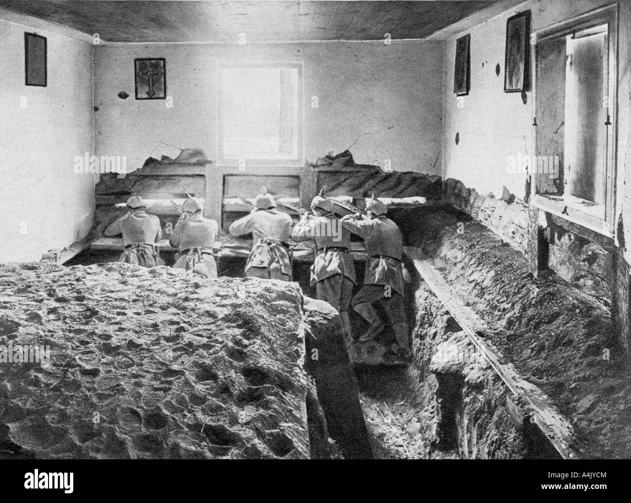 Deutsche defensive Position auf der Weichsel, Polen, der Erste Weltkrieg, 1915. Artist: Unbekannt Stockfoto