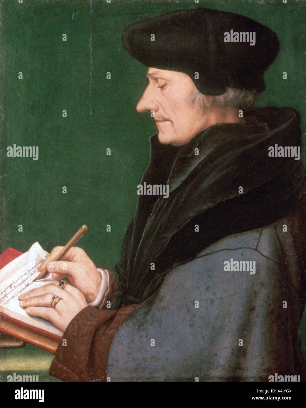 "Erasmus von Rotterdam", 1523. Künstler: Hans Holbein der Jüngere Stockfoto