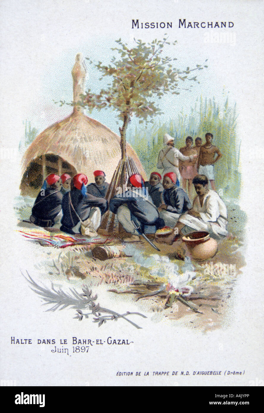 Die Marchand Expedition: ruhen auf Bahr-el-Gazal, Sudan, Juni 1897. Artist: Unbekannt Stockfoto