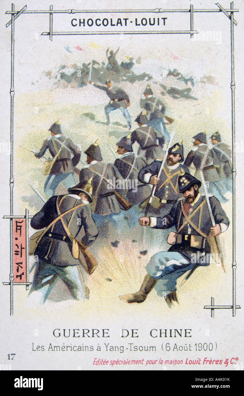 Amerikanische Armee bei Yang-Tsoum, China, Boxeraufstand, den 6. August 1900. Artist: Unbekannt Stockfoto