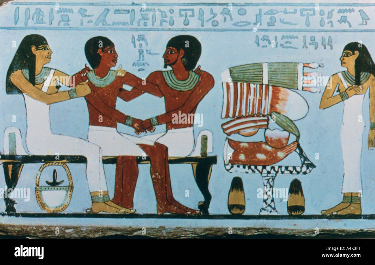 Teil der gemalten Kalkstein Stele von Amenemhet, Abydos, Ägypten, 11. Dynastie. Artist: Unbekannt Stockfoto