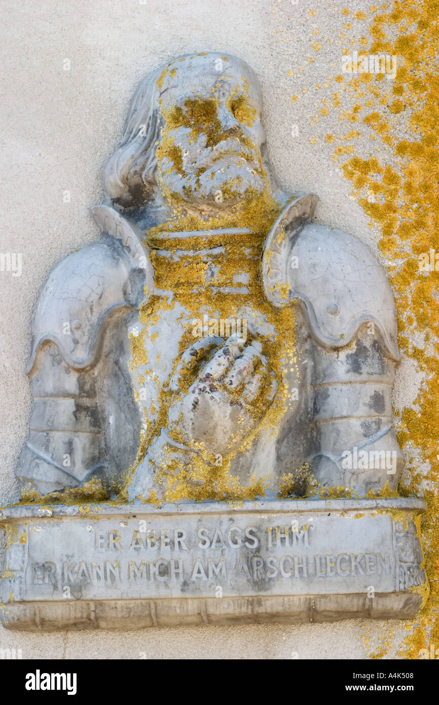 Harburg Relief Götz von Berlichingen Bayern Stockfoto