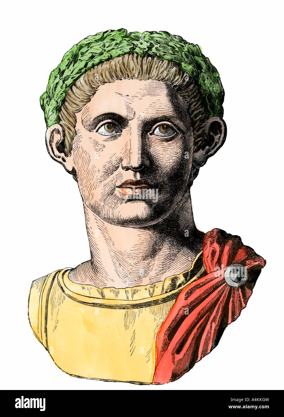 Römische Kaiser Konstantin ICH als der Große bekannt. Hand - farbige Holzschnitt Stockfoto