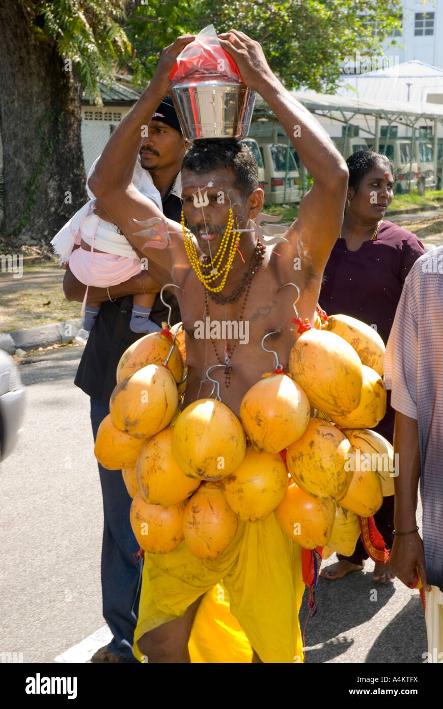 Malaysische Indianer feiern Thaipusam in Georgetown Penang Stockfoto