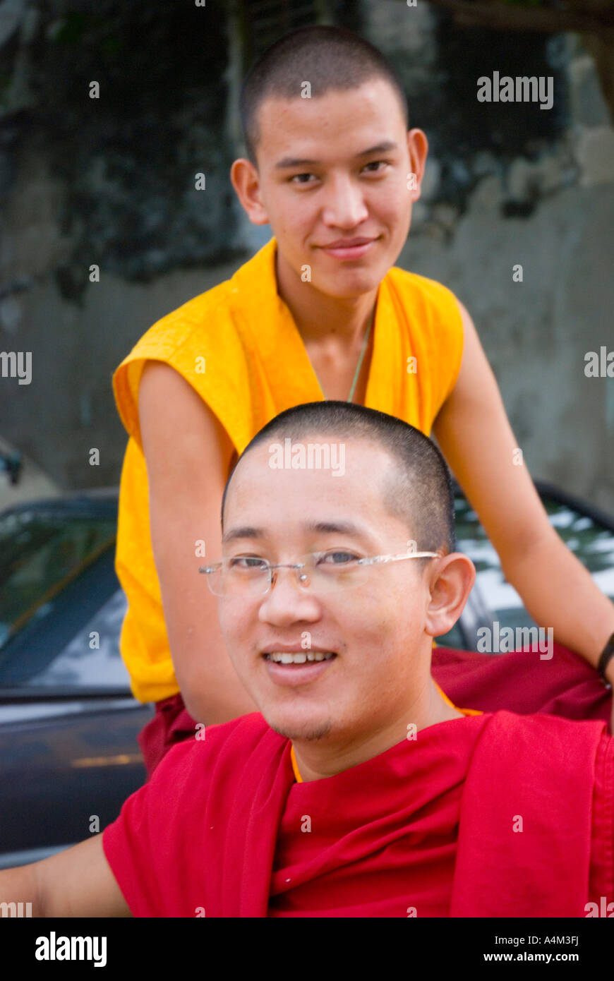 Buddhistische Mönche aus Nepal in Georgetown Penang Stockfoto