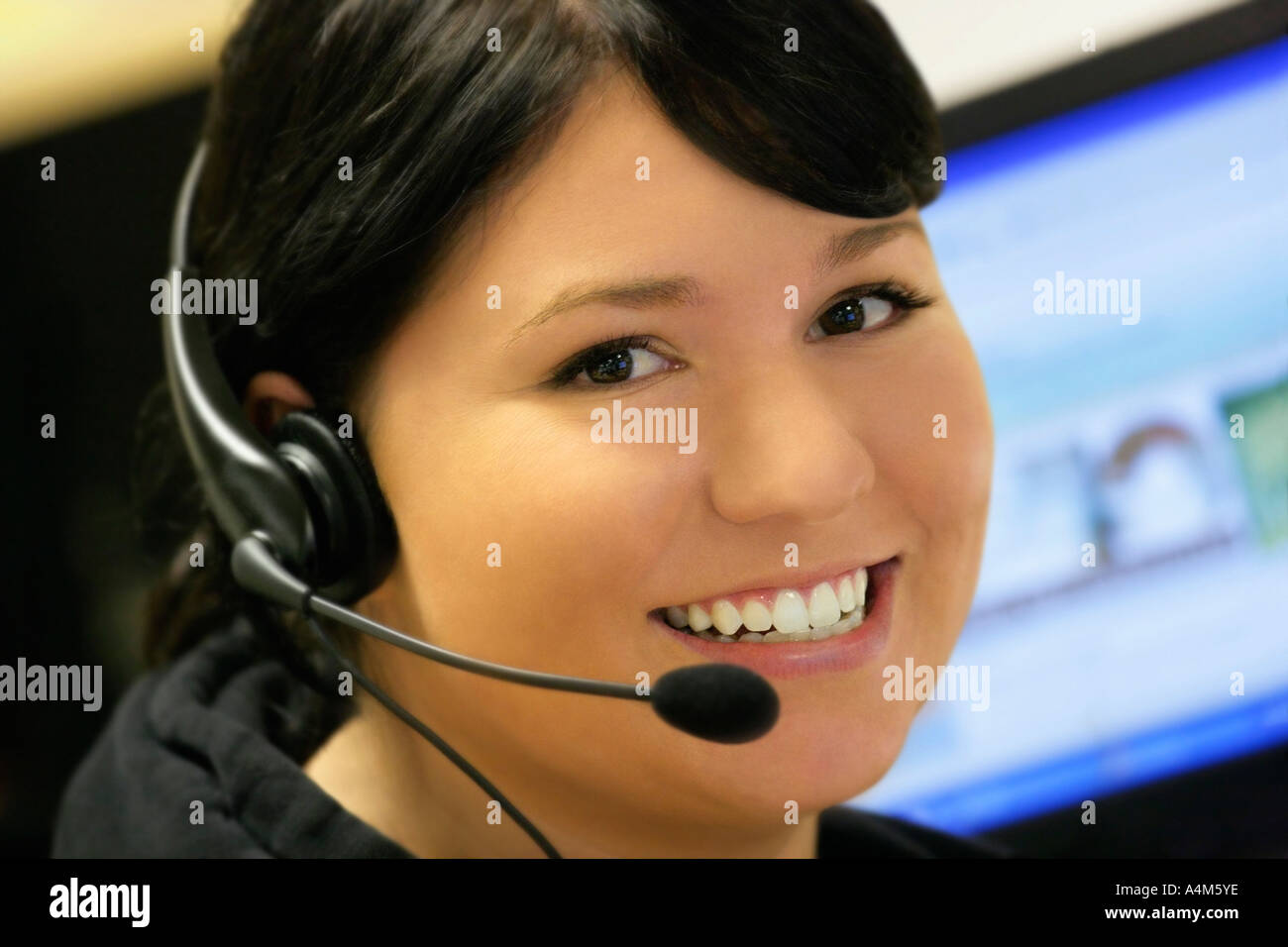 Native American Telefonistin Stockfoto