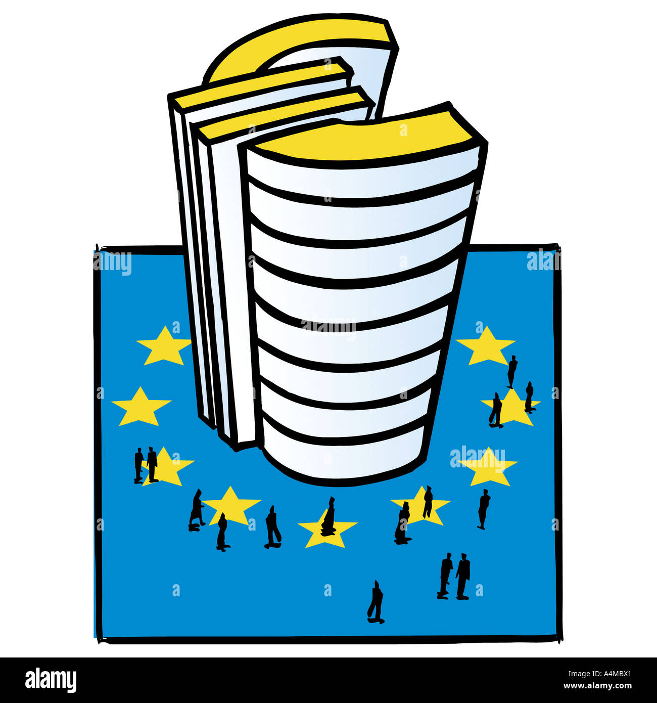 Wolkenkratzer in Form des Euro-Symbols Stockfoto