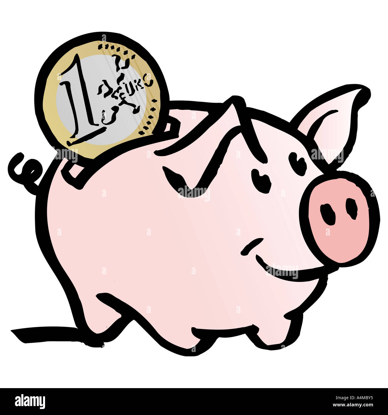 Euro-Münze und Sparschwein Stockfoto