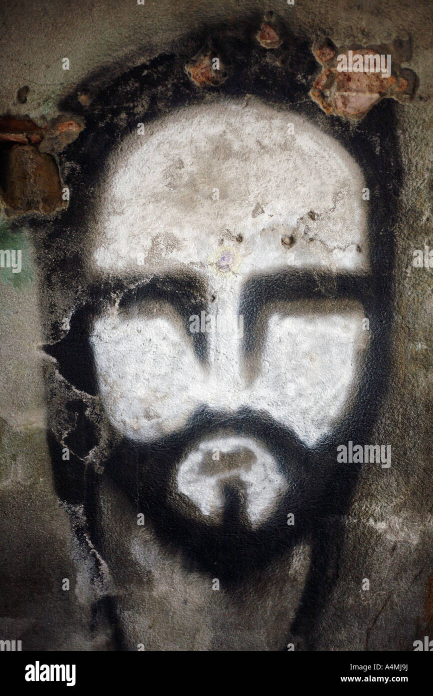 Graffiti von Christus wie Gesicht. San Marco, Venedig, Italien Stockfoto