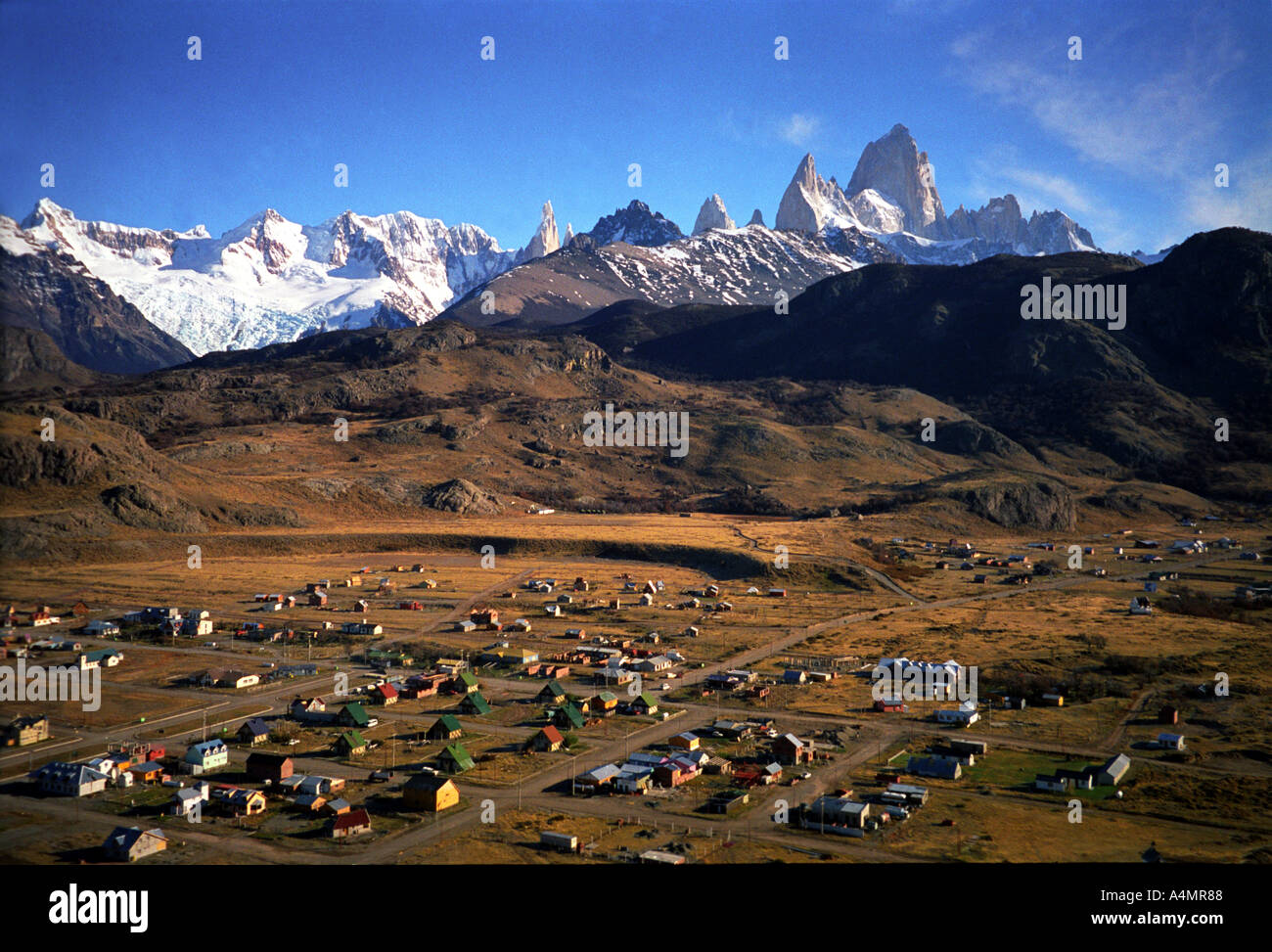 Das Dorf El Chalten Basis des Trekkings in den patagonischen Anden Stockfoto