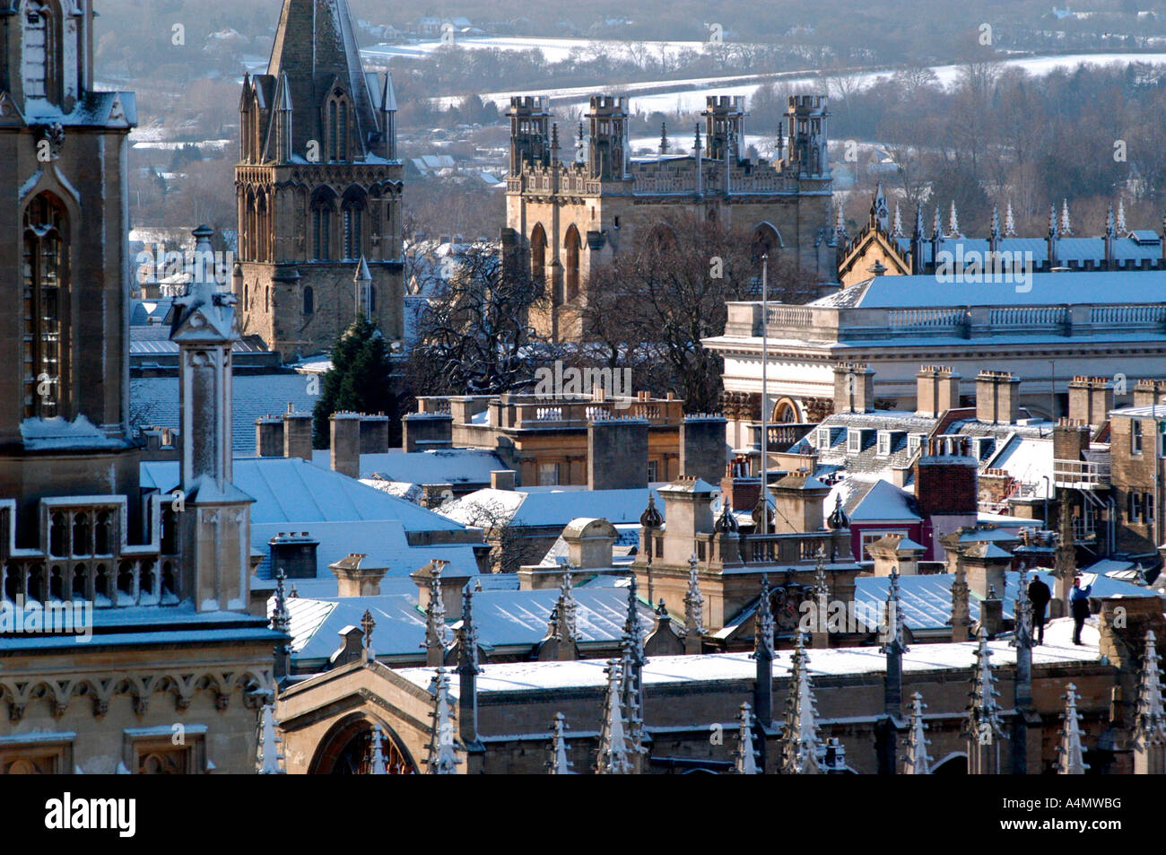 Eine Schnee bedeckten Skyline in Richtung Christchurch Stockfoto