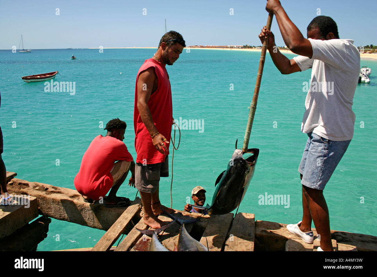 Fischer in Santa Maria, Insel Sal, Kap Verde Stockfoto