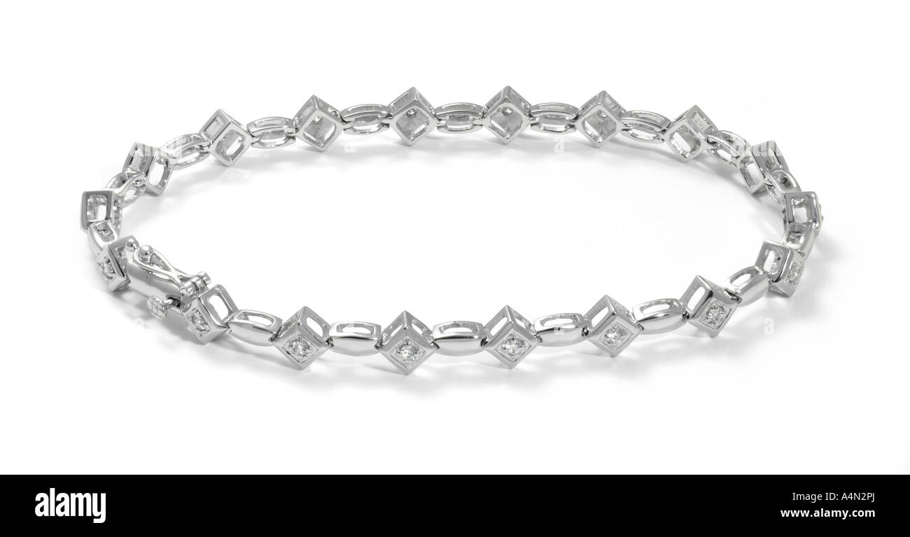 Diamant set Weißgold Armband Stockfoto