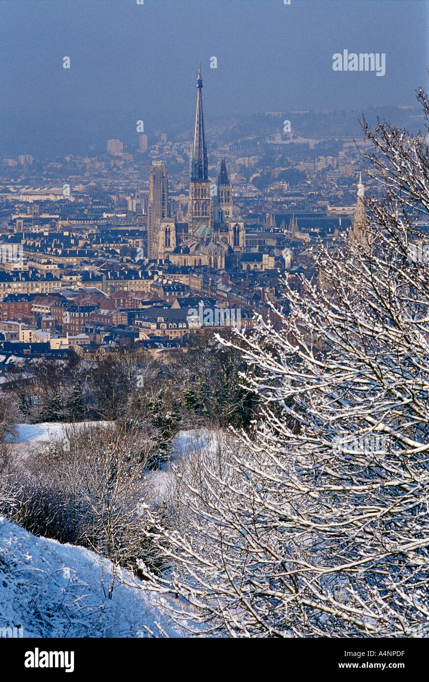 Rouen-Panorama im winter Stockfoto