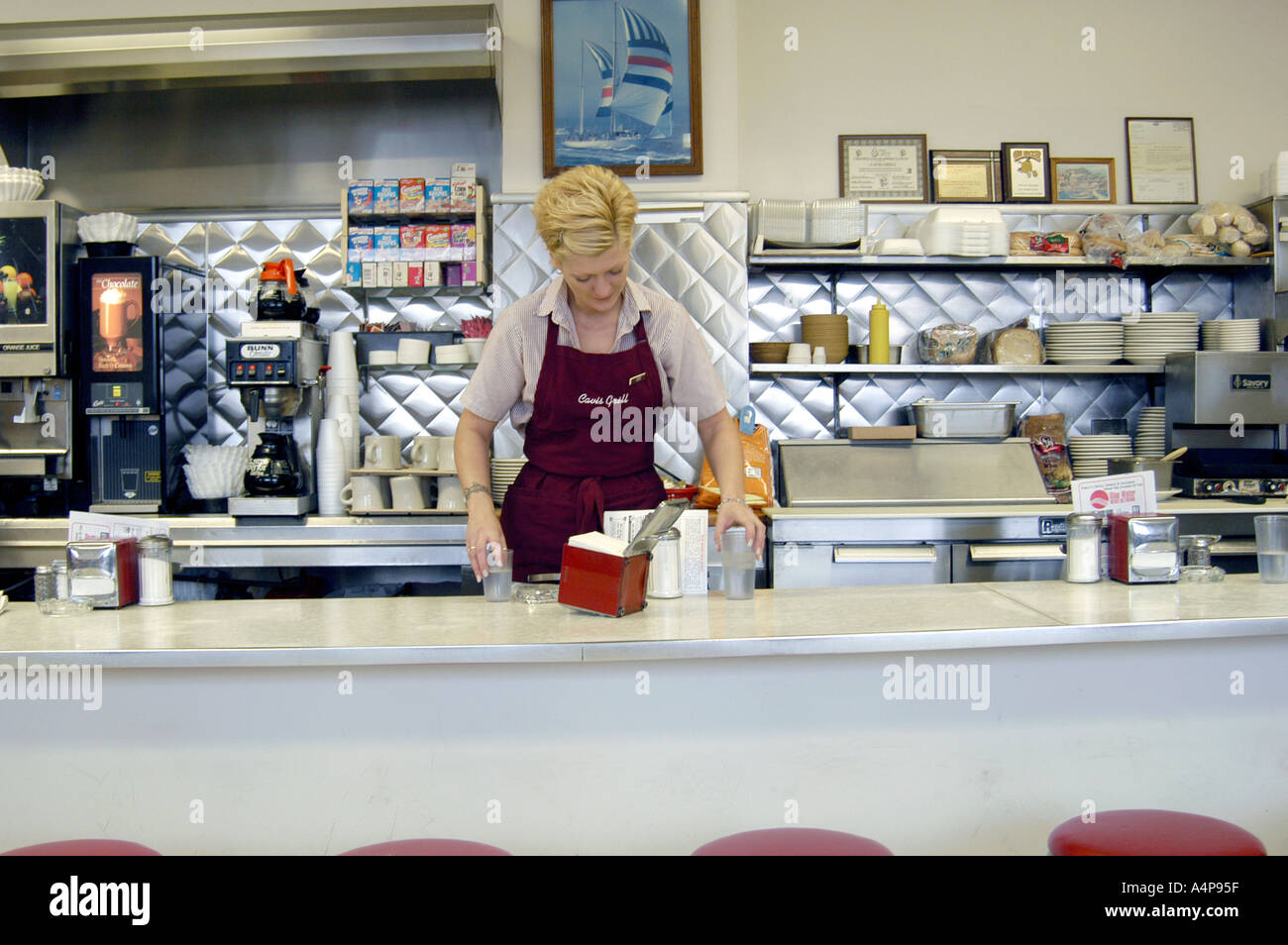 Aktivitäten in ein kleines Familienrestaurant Stockfoto