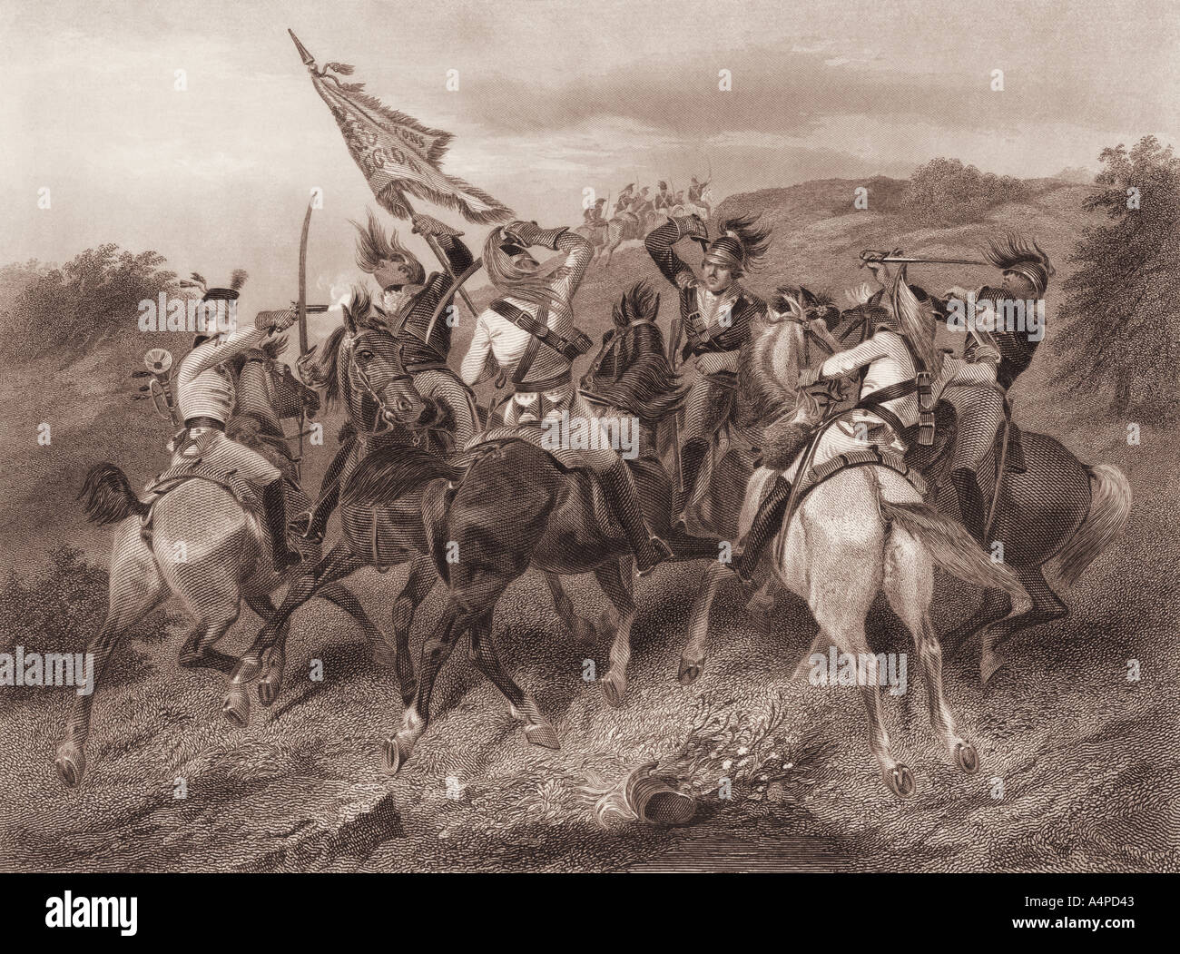 Schlacht von Cowpens während Amerikanischer revolutionärer Krieg, 1781. Stockfoto