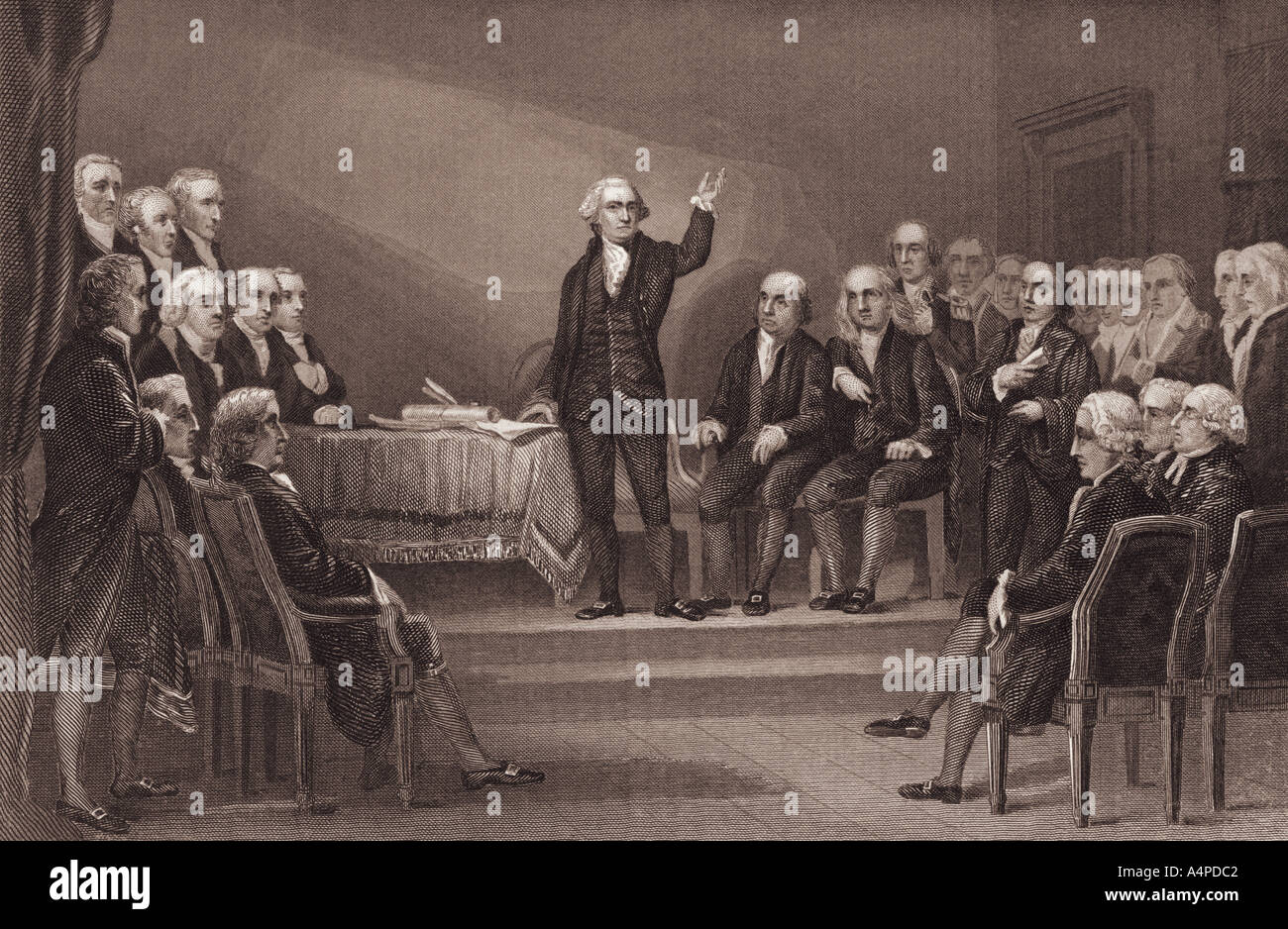 George Washington führt den Vorsitz in der verfassungsgebenden Versammlung von 1787 Stockfoto