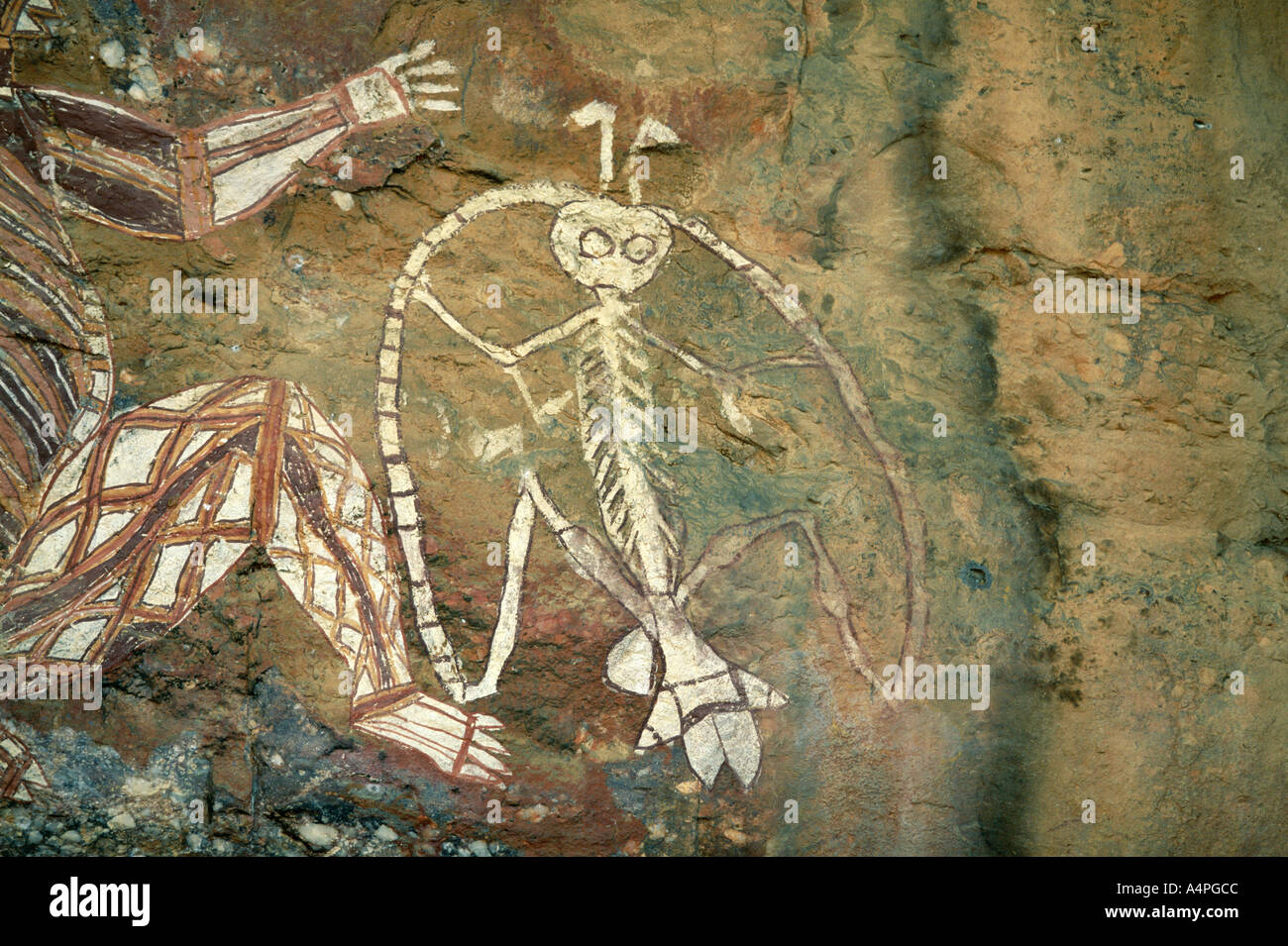 Namarrgon Lightning Man dargestellt einer übernatürlichen Vorfahren auf der Aborigines-Kunst-Website am Nourlangie Rock Stockfoto