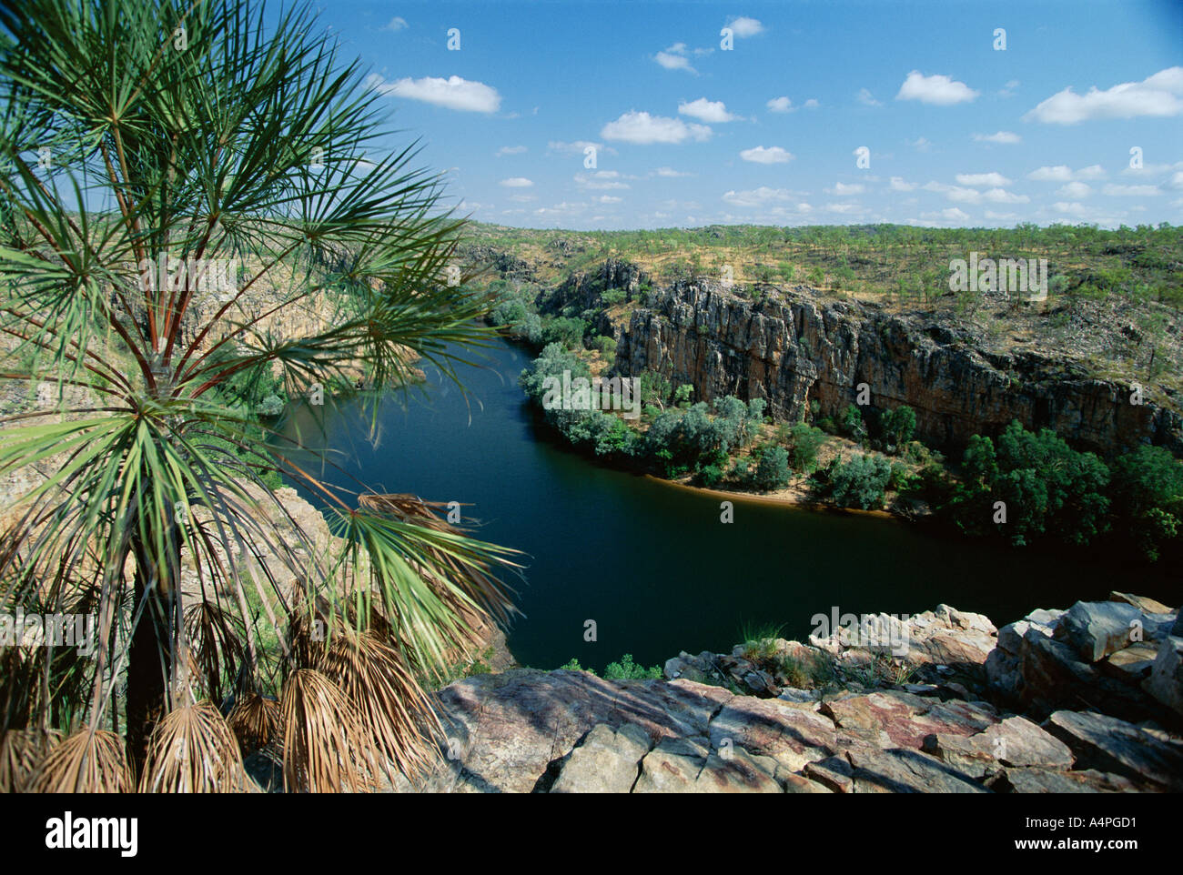 Das Westende der Katherine Gorge im Nitmiluk National Park, wo Katherine River eine Sandstein-Plateau The Top End durchschneidet Stockfoto