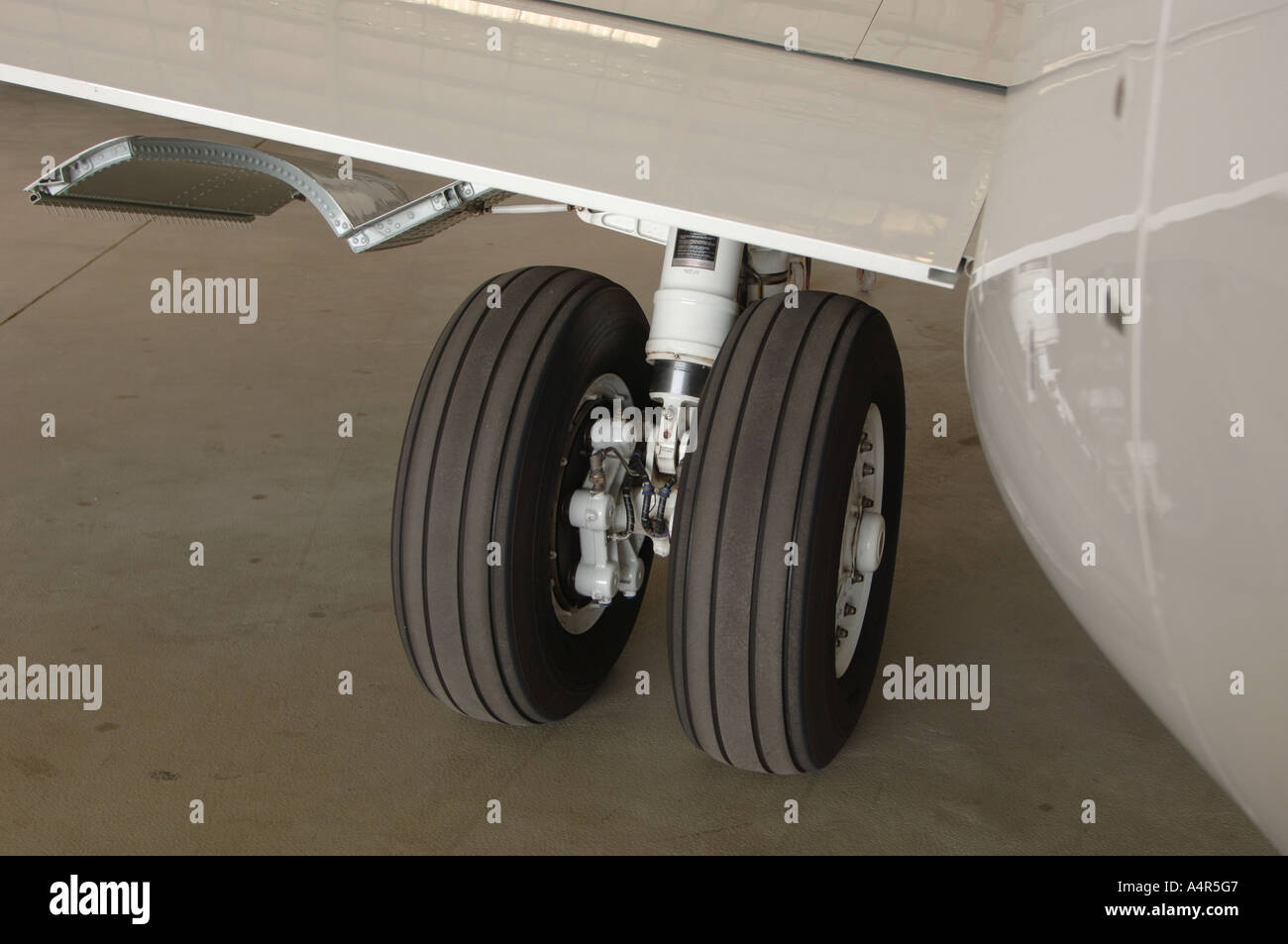 Fahrwerk, Räder eines Flugzeugs Stockfoto
