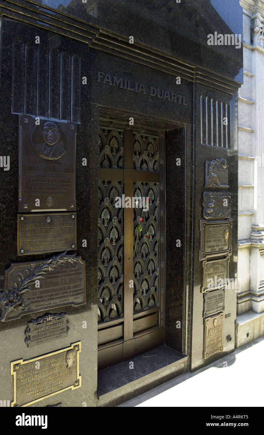 Grab von Evita Peron auf dem Friedhof La Recoleta in Buenos Aires in Argentinien Südamerika Stockfoto