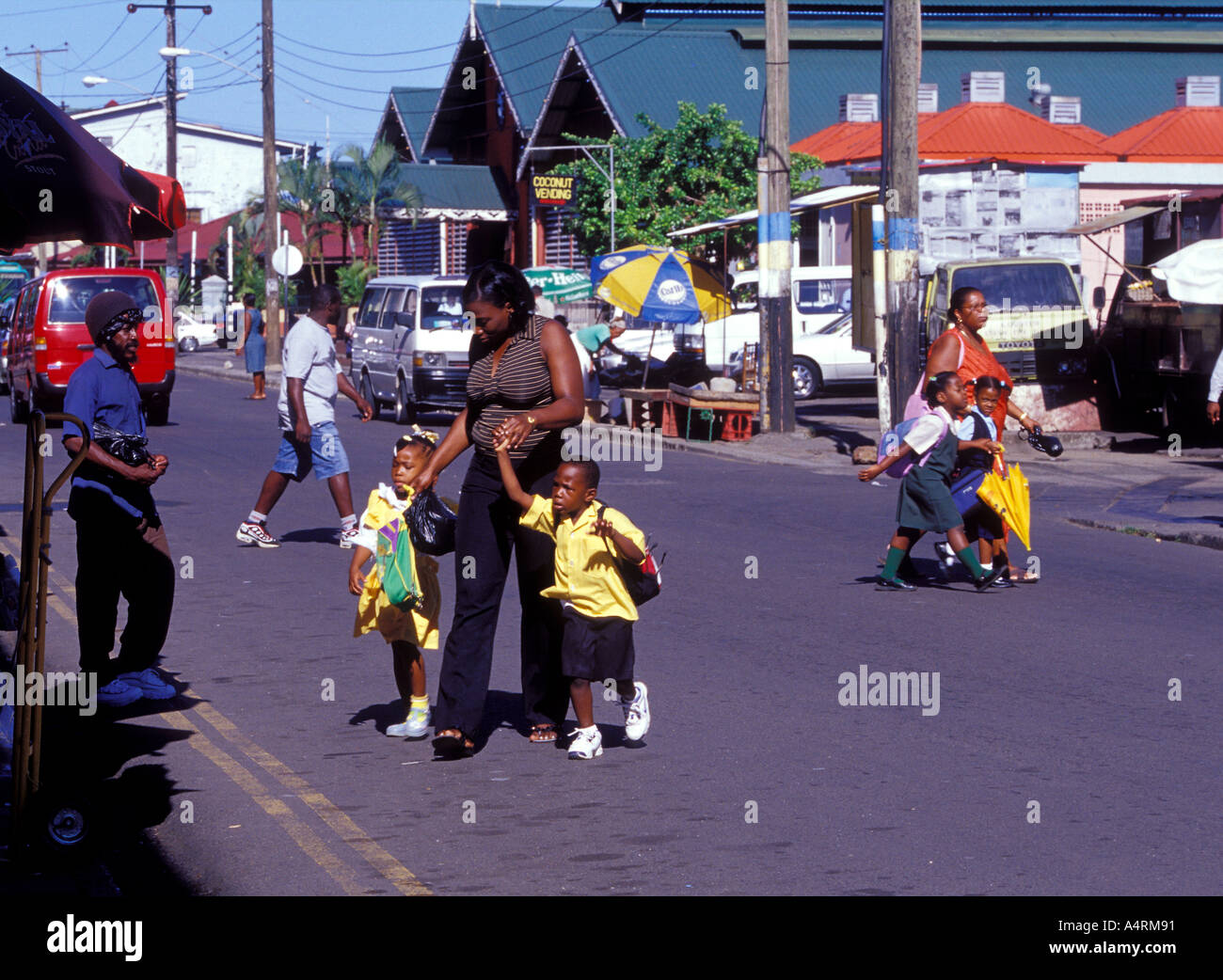 Straßenszene in Castries, St. Lucia Stockfoto
