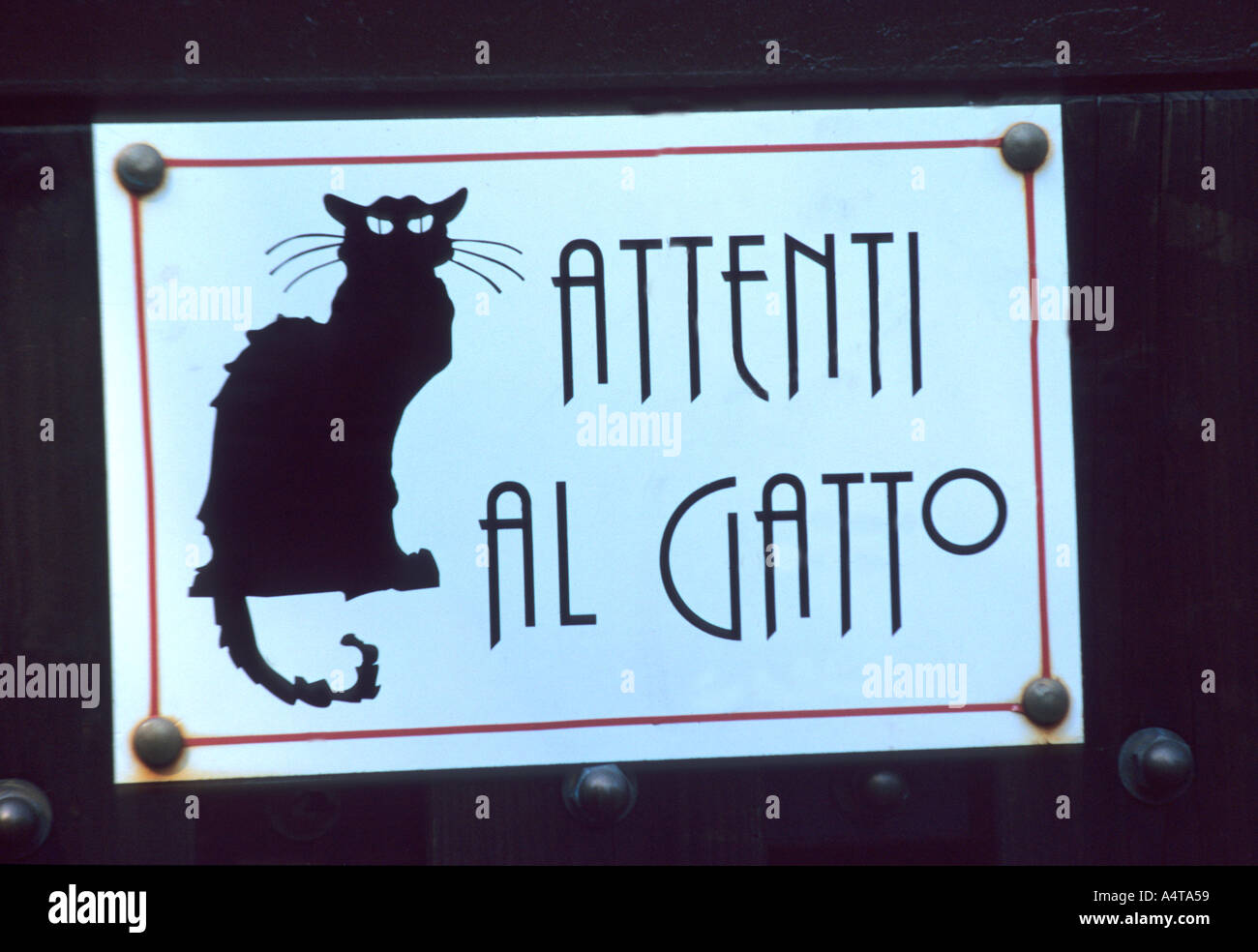 Katze-Warnung!  Attenti al Gatto! Stockfoto