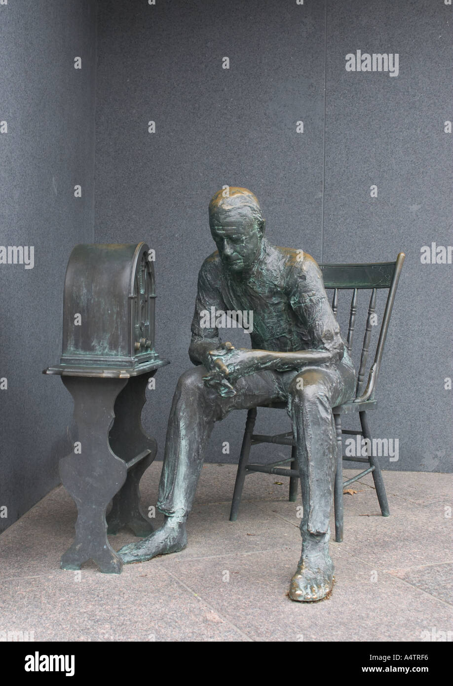 Statue am FDR Memorial Kamingespräch Stockfoto