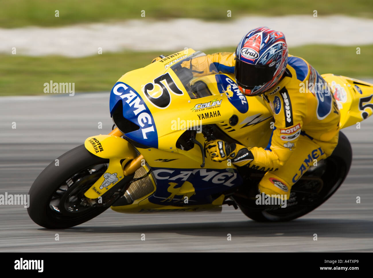 MotoGP-Fahrer Colin Edwards Rennen in Sepang International Circuit, Malaysia Stockfoto