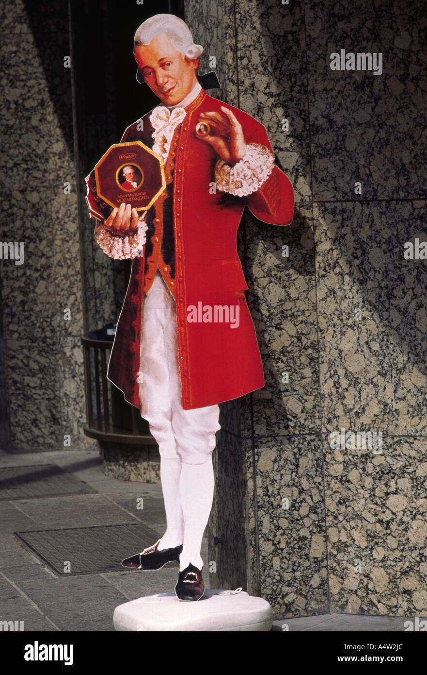 Mozart Schokoladen Werbung Salzburg Österreich Stockfoto