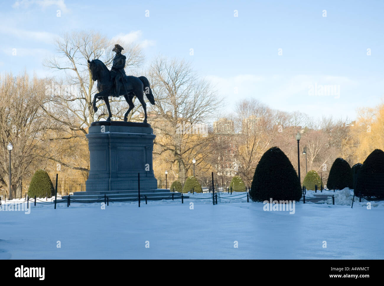 Die Statue von George Washington in Boston Public Garden Stockfoto