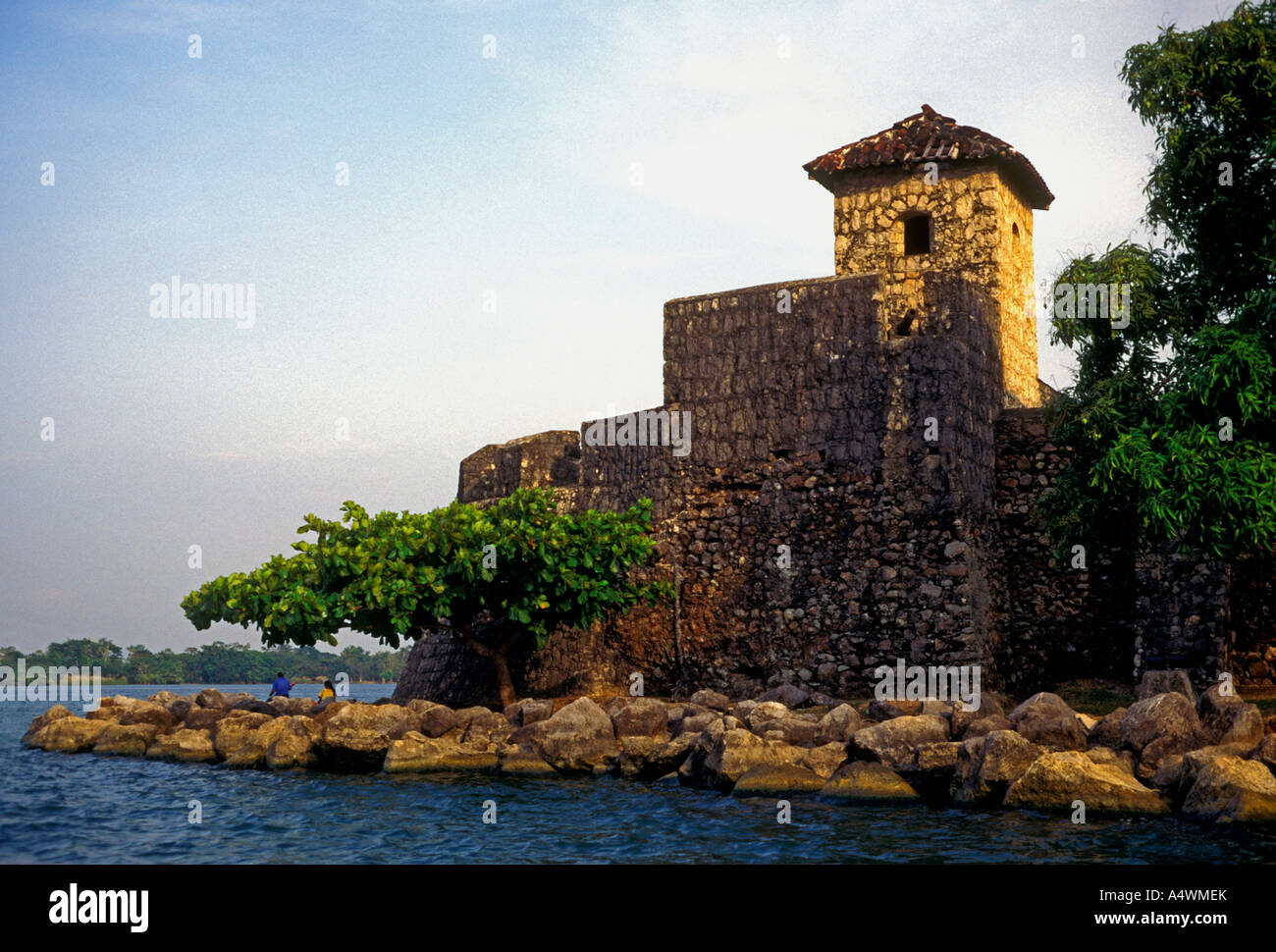 Festung San Felipe de Lara, Fuerte San Felipe de Lara, Izabal See, El Relleno, Izabal Department, Guatemala, Mittelamerika Stockfoto
